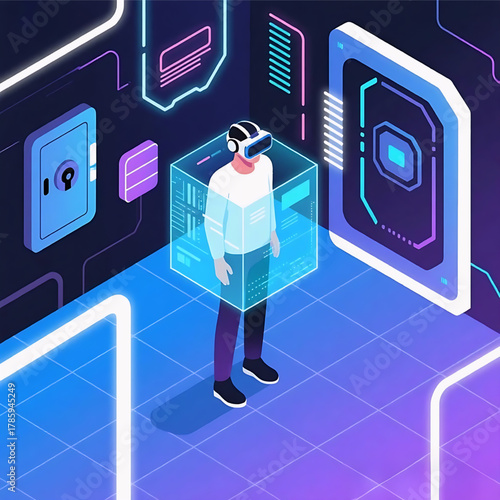 Virtual Reality Experience Metaverse Vector Illustration
