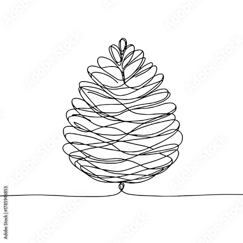 Pine cone toy - a light rhythm of vertical lines. Christmas DIY Process — Outline / Minimal Linear Vector