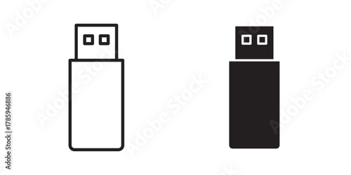 USB Icon. Vector illustration with stroke and fill on a white background.