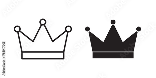 Crown Icon. Trusted seller. Trending product. Top ecommerce store. User interface design. Vector illustration with stroke and fill on a white background.