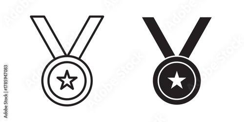 Medal Icon. Vector illustration with stroke and fill on a white background.
