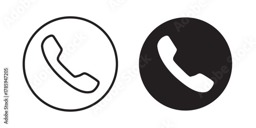 Phone Icon. Call sign. Vector illustration with stroke and fill on a white background.