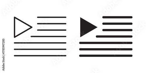 Playlist Icon. Sign or Symbol. Vector illustration with stroke and fill on a white background.
