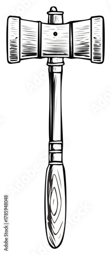 Judge's Gavel in a Stylized Wood Grain Drawing Style