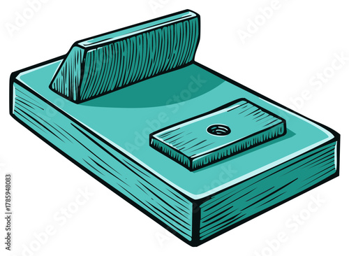 Aqua Blue Ink Pad for Stamps. Simple Graphic Illustration of Arts and Crafts Supply. Printing Inks for Crafting Projects