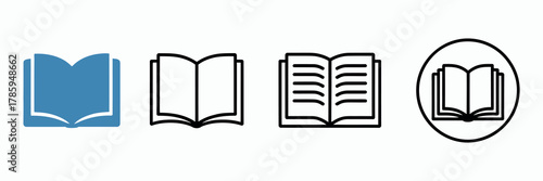 Open Book Vector Illustration  Symbol Set for Education and Knowledge