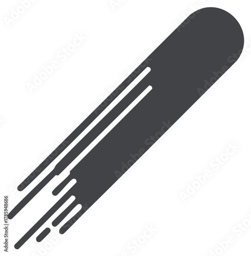 Falling Comet Icon Illustrating an Atmospheric Cosmic Event on a Simple Vector Isolated, Gray Shape