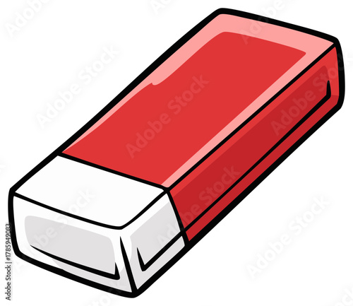 Cartoon illustration of a red and white eraser