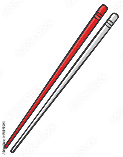 Pair of red and gray chopsticks illustration
