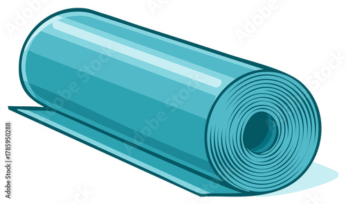 Rolled turquoise yoga or exercise mat ready to use for fitness activities