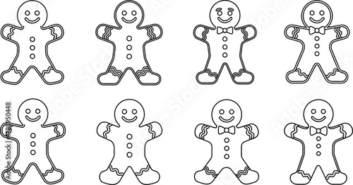 Gingerbread man outline, a delightful collection of festive cookies ready to be decorated for the holiday season
