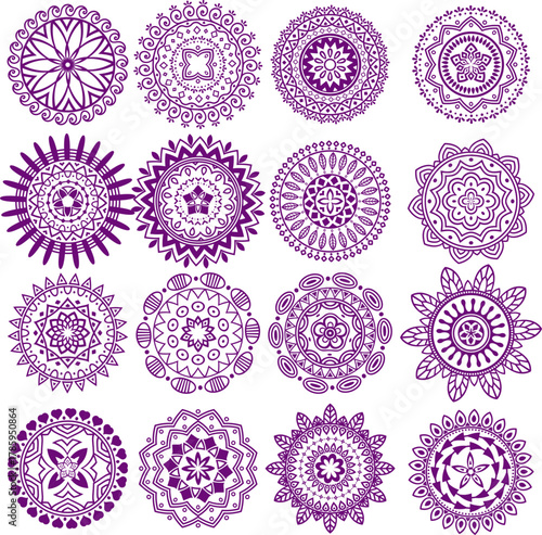 Purple Mandala Decorative Pattern Collection Vector Design