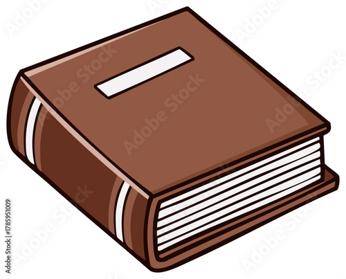 Brown Hardcover Book Simple Illustration Education Symbol Knowledge Story Reading