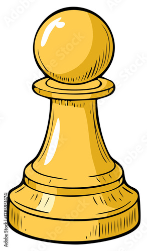 Vector illustration of a golden chess pawn piece.