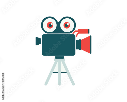 Vintage movie camera isolated on white background