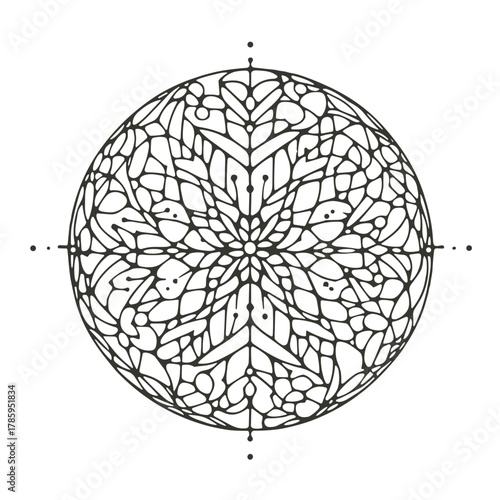 Sphere with cut out patterns (geometry / snowflake) Christmas DIY Process — Outline / Minimal Linear Vector