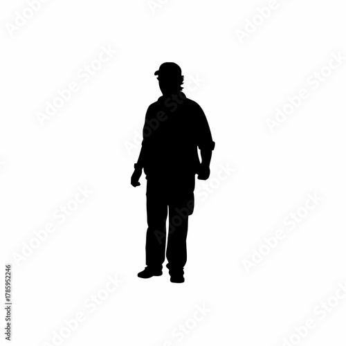 Silhouette of inspector guiding team during mock fire drill on white background isolated on white background