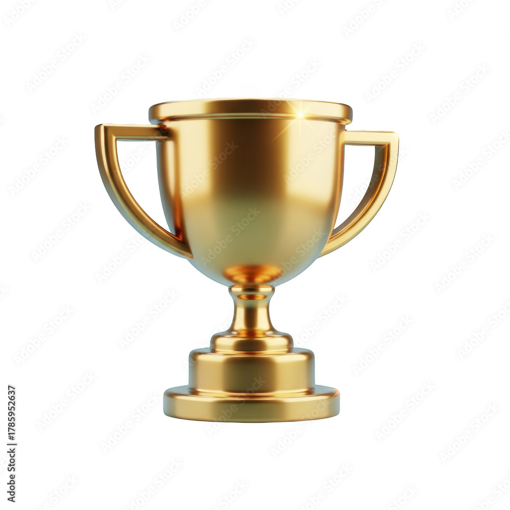 Fototapeta premium Gleaming Golden Trophy Cup with Handles on a Black Background award