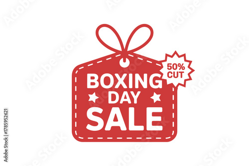 Boxing Day Sale with a 50% cut discount tag