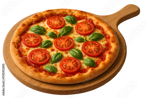Italian pizza with tomatoes and basil. Traditional margherita.