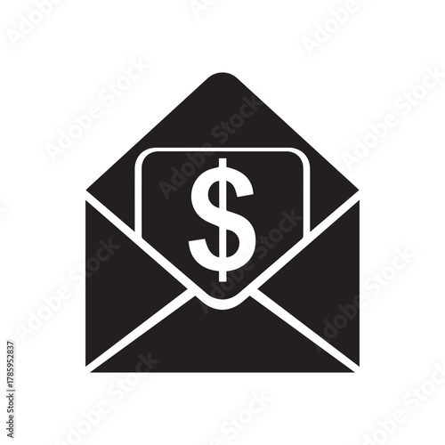Envelope with dollar sign for salary isolated on white background