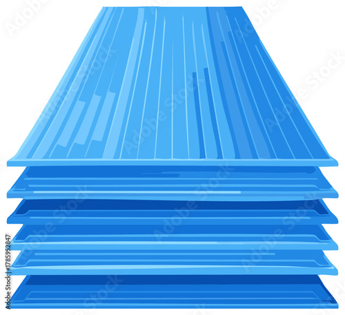 Blue Corrugated Roofing Sheets Stacked Construction Material Illustration
