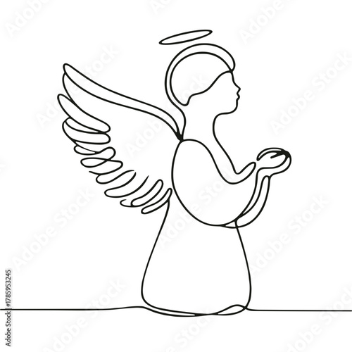 Minimalist angel figurine Christmas DIY Process — Outline / Minimal Linear Vector