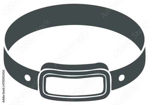 Stylish Pet Collar Graphic Illustration Featuring Buckle and Adjustable Strap Accessory, Gray Color
