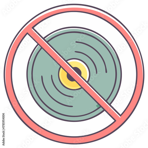 No Record Icon Prohibition Symbol Circular Sign Isolated