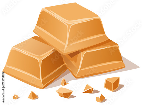 Pile of Butterscotch Candies Illustration with Chunks and Rich Brown Color