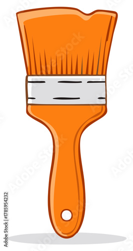 Cartoon illustration of an orange paintbrush for painting and repairs