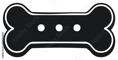 Black bone silhouette with white outline and three white dots