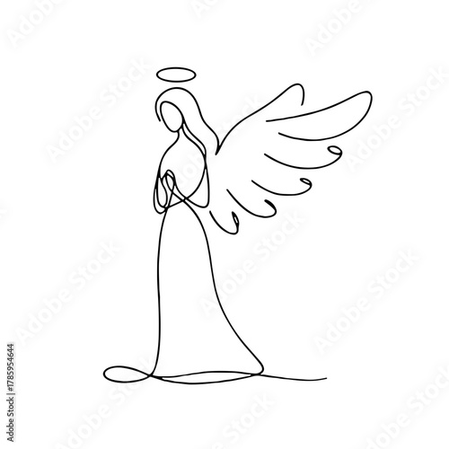 Minimalist angel figurine Christmas DIY Process — Outline / Minimal Linear Vector