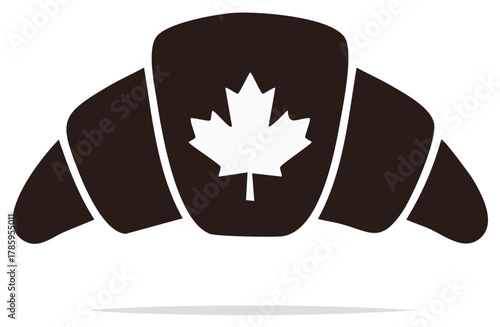 Canadian flag maple leaf in a crescent shape icon