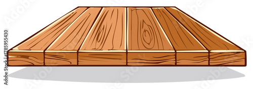 Empty wooden tabletop platform with wood grain texture cartoon vector illustration for product display