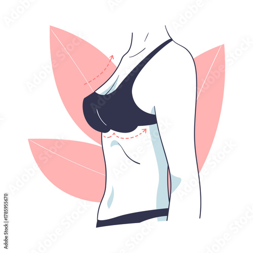 Plastic Surgery with Breast Body Part Correction in Aesthetic Beauty Clinic Vector Illustration