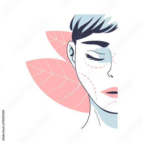 Plastic Surgery with Face Body Part Correction in Aesthetic Beauty Clinic Vector Illustration