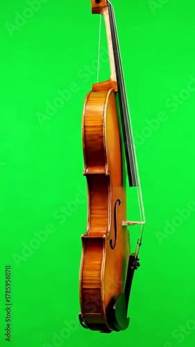 Elegant Craftsmanship with girl in the jacket plays violin green screen distortion, overlay, glitch, static noise, scan lines on black background, 4k animated video loop