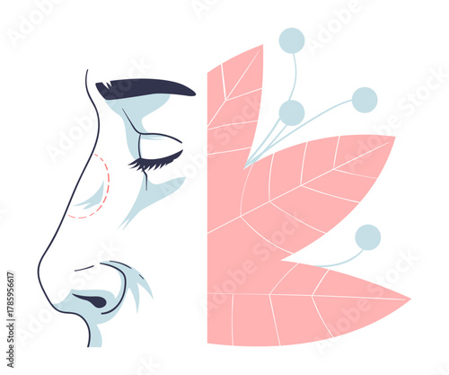 Plastic Surgery with Nose Body Part Correction in Aesthetic Beauty Clinic Vector Illustration
