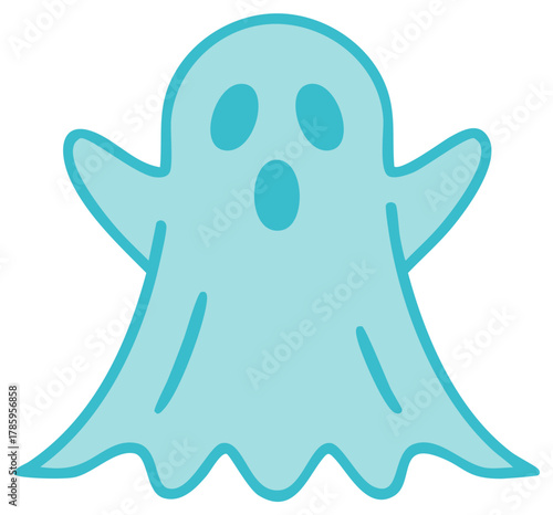 Cute Cartoon Ghost Illustration with Scared Expression for Halloween Design