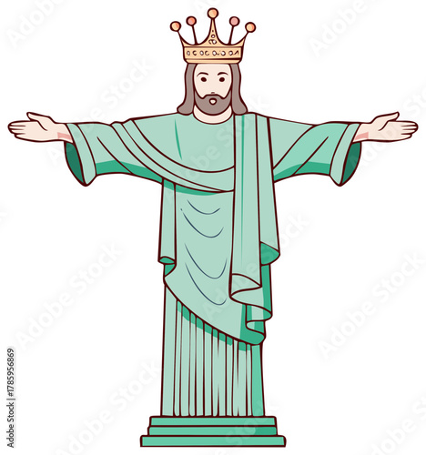 jesus christ statue, green robes, open arms clip art preview