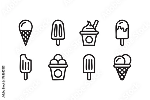 Summer dessert and sweet treat illustration with cones and frozen pops