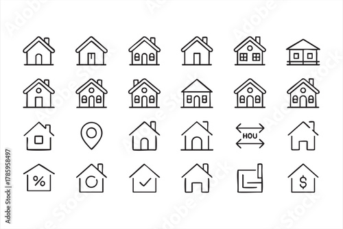 Property and housing icon collection for real estate and investment projects