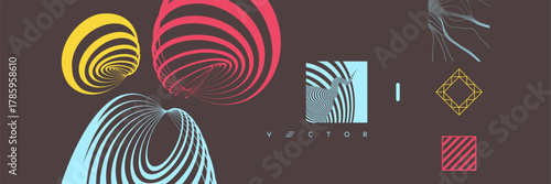 Digital waveform. Sound wave of deformed stripes. Abstract striped background. Tunnel. Illustration for brochure, poster, cover, card, presentation, flyer or banner.