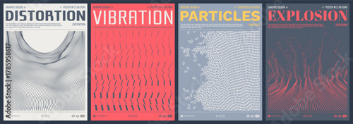 Image of many rectangular flat shapes. Water splash imitation. Hole or tunnel. Matrix of chaotic ovals. Dynamic particles. Grid. Vector for cover, card, brochure, diary, notebook or notepad.