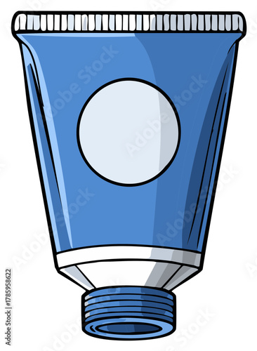 Generic blue tube with a blank circle label illustration for mockup