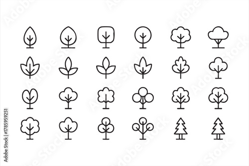 Eco and environment vector symbols featuring trees, leaves, and organic growth