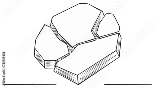 Cracked Stone Stack, Hand Drawn Illustration