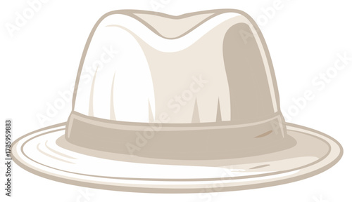 Classic Fedora Hat Design with a Sleek Band and Stylish Brim Detailed Vector Illustration