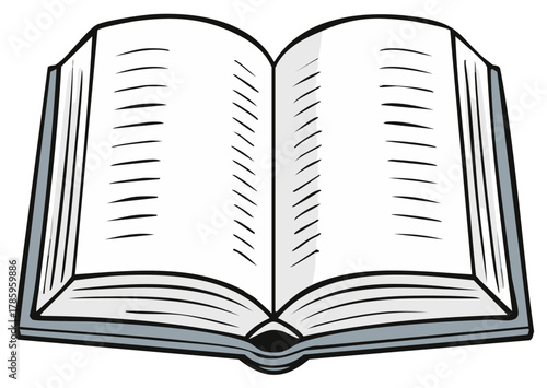 Open book with blank pages for text or drawing cartoon illustration for education and knowledge